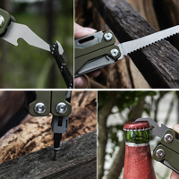 Couteau pliant multifonctionnel en titane pour la survie en plein air, ciseaux, pince combinée, règle, tournevis, OEM