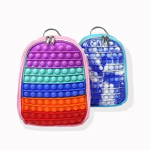 Mochila de silicone para meninas, bolsa de ombro educacional engraçada para brinquedos, de fábrica, pop