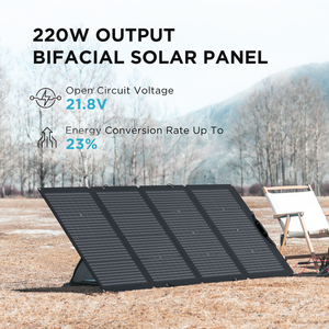 แผงโซลาร์เซลล์ Ecoflow 220w แบบพับได้สองด้าน พร้อมขาตั้งปรับระดับได้ กันน้ำระดับ IP68 เหมาะสำหรับการใช้งานแบบออฟกริด - Product Image 2
