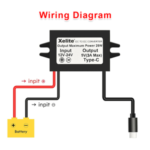 Convertitore DC-DC Impermeabile 12V 24V a <span class=keywords><strong>5V</strong></span> 3A 15W con Uscita USB Tipo C, Modulo <span class=keywords><strong>Step</strong></span>-Down, Alimentatore e Caricabatterie - Product Image 5