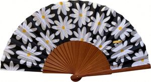 Éventail à main vintage de haute qualité avec motifs floraux variés, en fer et bois - Product Image 4