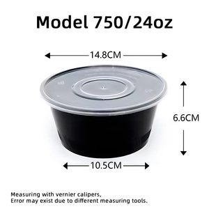 Barquettes alimentaires à emporter de style américain, contenants bento jetables pour le déjeuner, bols à soupe et à nouilles <span class=keywords><strong>micro</strong></span>-ondables moulés par injection, 1200 ml - Product Image 2