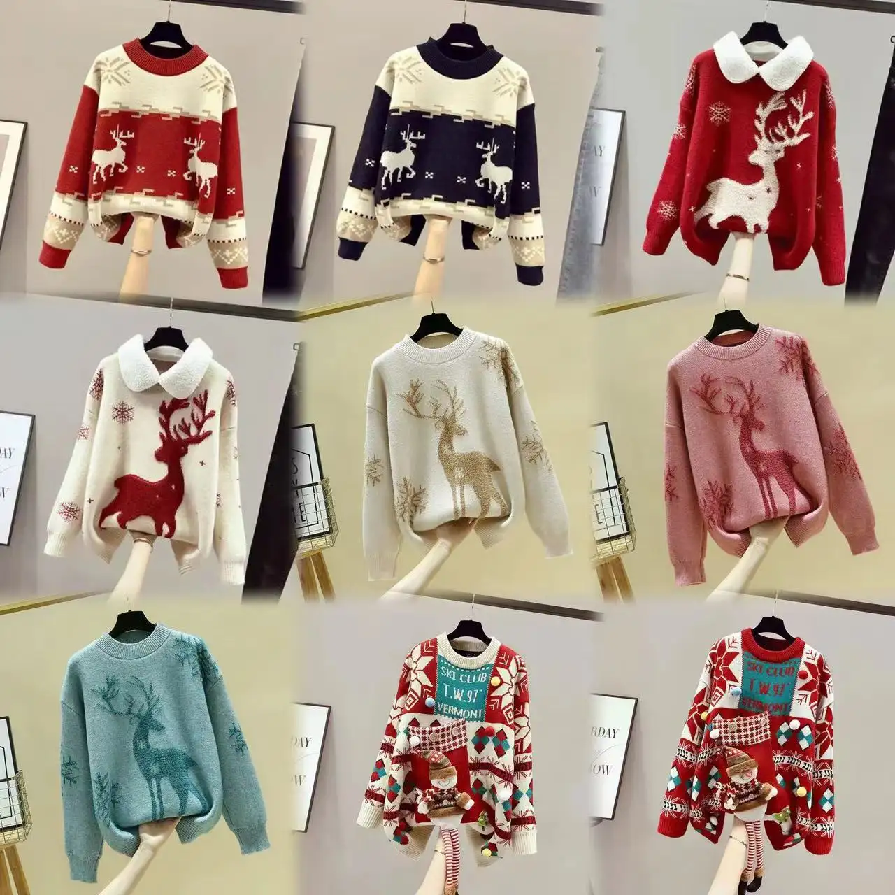 Merry Christmas Sweater for Women Ruffle Long Sleeve Knit Tops Cute Novelty Christmas Holiday Pullover Sweatshirts