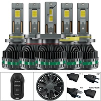 Phare LED H4 avec télécommande K18, double tube en cuivre, système d'éclairage automatique feux de croisement et feux de route pour accessoires automobiles