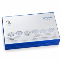 Boîte cadeau rigide portable de luxe personnalisée argentée et bleue avec insert de précision pour crème contour des yeux et ampoule pour coffret de soins de la peau