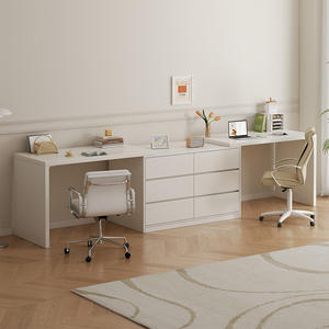 Escritorio de computadora doble estilo crema Escritorio de <span class=keywords><strong>estudio</strong></span> en casa para estudiantes escritorio simple <span class=keywords><strong>con</strong></span> cajón - Product Image 2