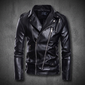 Veste formelle en cuir PU pour homme avec impression de logo personnalisé sur le devant, imperméable, coupe-vent, respirante, fermeture éclair, coupe ajustée - Product Image 3