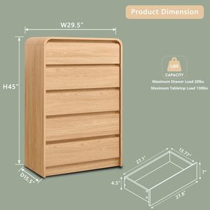 Aparador de estilo madera maciza, mueble de almacenamiento multifuncional para sala de estar, mueble de almacenamiento moderno y minimalista para dormitorio - Product Image 2
