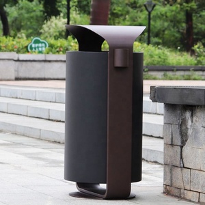 Hiện đại ngoài trời Vòng kim loại chất thải bin thép không gỉ tái chế Thùng rác có thể cho Patio & đường phố sử dụng rác lưu trữ <span class=keywords><strong>container</strong></span> - Product Image 4