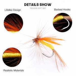 VTAVTA 64 pcs/Box 10 leurres de pêche à la mouche bioniques mouches sèches appâts artificiels humides pour la <span class=keywords><strong>truite</strong></span> matériel de montage de mouches crochet - Product Image 6