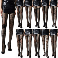 Populaire nouveau à venir Jacquard adulte maille collants doux latin différentes conceptions collants noir résille femmes bas