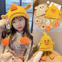 Chapeau tricoté pour enfants, dessin animé, hiver, garçons et filles, chaud et en velours, protection des oreilles, chapeau tricoté mignon pour bébé