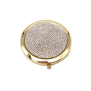 Miroir de maquillage en cristal de luxe, miroirs pliables ronds portables, miroir de poche or argent, idéal pour un cadeau personnalisé - Product Image 3