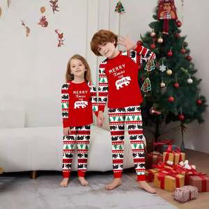 Ropa de dormir de mujer de comercio exterior, ropa de casa, traje de Navidad para niños, estampado de oso <span class=keywords><strong>polar</strong></span>, pijamas rojos para padres e hijos - Product Image 4