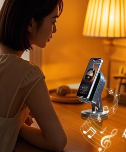 Nouveau support de bureau tendance support de télé<span class=keywords><strong>phone</strong></span> pliable réglable avec haut-parleur audio sans fil support de télé<span class=keywords><strong>phone</strong></span> portable - Product Image 2