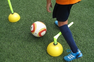 LISKI SET of 8 <b>Slalom</b> <b>poles</b> 30mm x H. 55cm GUMMY - fluorescent yellow - steel tip with plate - Product Image 4