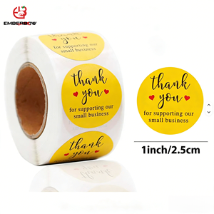EBB Custom Color <b>Waterproof</b> Round Thank You Stickers Glossy Sticker Roll Boutique Candle Gift Packaging Adhesive Seal <b>Labels</b> - Product Image 1