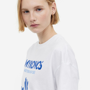 Impression personnalisée broderie marque étiquettes et étiquettes t-shirts hommes et femmes col rond couleur unie femmes t-shirt - Product Image 3