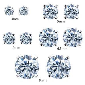 Boucles <span class=keywords><strong>d</strong></span>'oreilles clous en moissanite couleur <span class=keywords><strong>D</strong></span> VVS, <span class=keywords><strong>argent</strong></span>ées, quatre griffes, intemporelles, haute brillance, résistantes au ternissement, marque privée, cadeau de mariage pour couple - Product Image 6