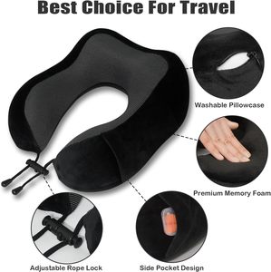 Almohada de Viaje en Forma de U con Espuma Viscoelástica Personalizada, Almohada de Masaje Portátil para el Cuello con Antifaz - Product Image 2