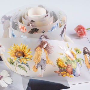 สติกเกอร์ติดสมุดติดรูปสำหรับสัตว์เลี้ยงแบบด้านลายดอกไม้สำหรับสมุดบันทึกงานตามสั่งม้วนเทปสำหรับสัตว์เลี้ยง - Product Image 3