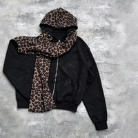 Sweat-shirt à capuche unisexe personnalisé en molleton épais avec fermeture éclair, imprimé léopard, veste à capuche pour homme