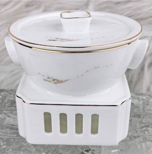 Juego de vajilla de porcelana china con decoración de mármol dorado y borde dorado a mano, vajilla de lujo para hotel, banquete de boda, restaurante, 45% de contenido de hueso de alta calidad - Product Image 4