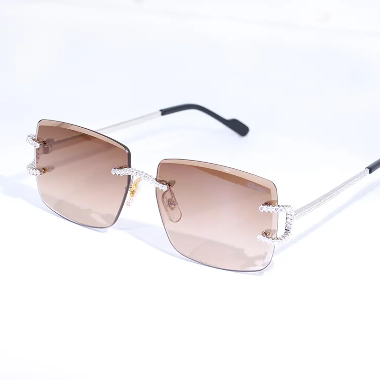 Customized new product hip hop iced out vvs moissanite glasses s925 silver passed diamond tester gold plated mens sunglasses