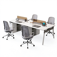Bureau de travail moderne et simple avec bibliothèque intégrée, table de travail pour employés, bureau pour projet de bureau d'entreprise, sur mesure