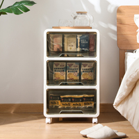 Chine Mini boîte de rangement en plastique de pièces de type tiroir à 3 couches avec roues
