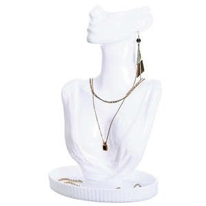 Jewelry Mannequin Neck Display Rack Transparent Black White Plastic PS Material One Piece Necklace Earring Holder Storage Stand - Product Image 4
