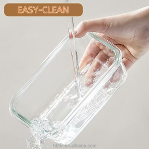 Heat Resistant Microwave <strong>Bowl</strong> <strong>With</strong> <strong>Lid</strong> <strong>Borosilicate</strong> Glass Lunch Box Glass Food Container Set - Product Image 3