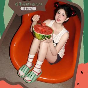 XIXITIAO Ciabatte Estive a Forma di Anguria per Ragazze, Scarpe Antiscivolo per Doccia e Piscina, Morbide Pantofole EVA da Esterno con Solette Rimovibili - Product Image 3