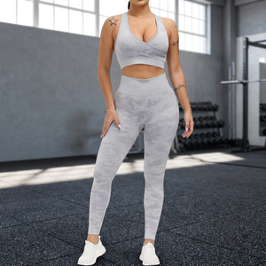 Conjunto Deportivo de Yoga para Mujer, Leggings de Cintura Alta, Sujetador Deportivo Corto, 2 Piezas, Ropa Deportiva, Talla Personalizada Disponible - Product Image 3