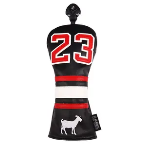 Drop-Shipping schwarzes PU-Leder Nummer GOAT 23 Applique Rescue Utility Club Ziegenkopfbedeckung Golf-Hybrid-Kopfbedeckung