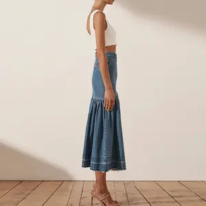 Falda de tejido personalizado para mujer, nueva falda de corte medio, acampanada