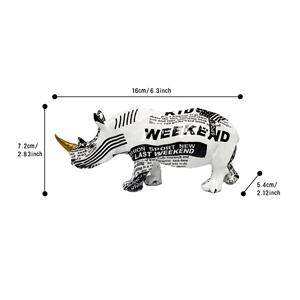 Modern Creative Small Animal Ornament Colorful Resin <strong>Rhino</strong> <strong>Statue</strong> for Home Decor Water Transfer Printing <strong>Statue</strong> - Product Image 2