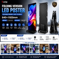 Pantalla LED Plegable de Aluminio para Interiores P1.25 P1.53 P1.86 P2.5, 640*1920mm, Señalización Digital para Exhibición Comercial