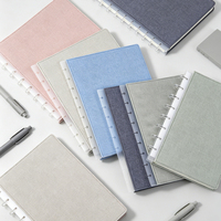 En gros, Couverture de planificateur à anneaux en toile de lin rechargeable, format moyen, pour journal, planificateur ou carnet