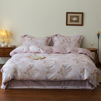 Ensemble de literie en coton brossé 100%, imprimé floral vintage, 4 pièces, housse de couette douce, épaisse et chaude pour l'automne et l'hiver, utilisation domestique