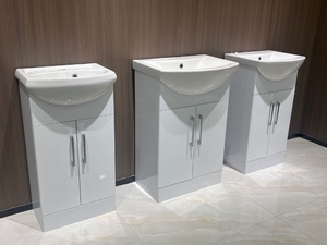 <span class=keywords><strong>Mobile</strong></span> <span class=keywords><strong>Bagno</strong></span> Semi-Incasso Moderno Cuba con Lavabo in Ceramica Semi-Incassato, Specchio Incluso e Armadietto Contenitore per Uso Alberghiero - Product Image 1