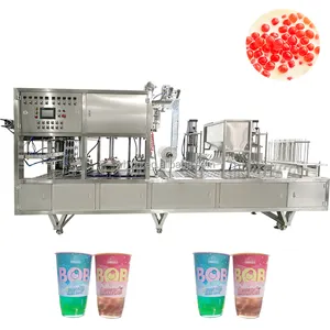 Automatic Bubble Tea Yogurt Juice Cup Filling And Sealing Packing Mineral Water Cup Packaging Machine Line