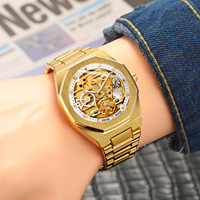 Diskon 10% Jam Tangan Otomatis Guangzhou Pengiriman Cepat Baja Anti Karat Hitam Grosir Kustom Saat Mekanik Impor