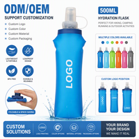 Gourde souple en TPU pliable, étanche, 500 ml, sans BPA, poche à boisson compressible pour la course à pied, la randonnée, le cyclisme, le backpacking et les activités de plein air