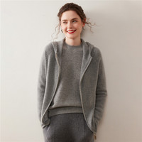 Maßgefertigter Kaschmir-Pullover Damen Winter Casual Kapuzen-Strickjacke mit Reißverschluss