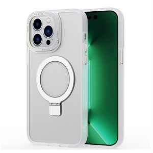 เคสโทรศัพท์มือถือแบบแม่เหล็กเนื้อแมตต์โปร่งแสงสำหรับ iPhone 15 16 Pro Max พร้อมขาตั้งโลหะแบบซ่อน - Product Image 6