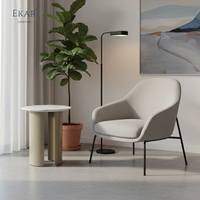 Ekar Furniture Table d'appoint moderne avec base en acier inoxydable et dessus en marbre pour le salon