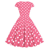 Robes à pois vintage pour femmes années 50 60 été manches courtes imprimées robes rétro