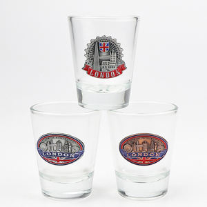 Vente en gros personnalisé Londres souvenir cadeau touristique mini tasse verres à liqueur en verre de <span class=keywords><strong>tequila</strong></span> avec <span class=keywords><strong>logo</strong></span> en métal - Product Image 6