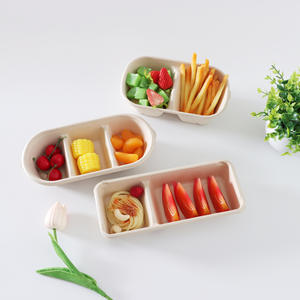 Boîte à lunch jetable de style japonais à trois compartiments, boîte à dessert à deux compartiments, boîte à emporter biodégradable, compatible micro-ondes - Product Image 2